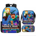MINECRAFT Tryckt Ryggsäck 3-delat Set för Högstadieelever 34