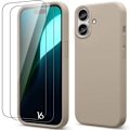 Miniatyrbillede 1 af 4: Etui og 2 hærdede glas til iPhone 16, Ultra tynd beskyttelse stødsikker ridsefast Beige