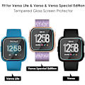 Miniatyrbild 5 av 6: 4-pack skärmskydd kompatibelt med Fitbit Versa & Versa Lite (ej för Versa 2), vattentätt härdat glas skärmskyddsskydd för Versa