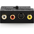 Miniatyrbillede 2 af 5: deleyCON Scart til 3x RCA Stik IN/OUT Switch + S-VIDEO S-VHS AV Audio Video Adapter - Sort