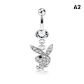 Miniatyrbilde 1 av 5: 1 stk Kanin Dangle Navlering Besatt med CZ-steiner Kirurgisk Stål A2