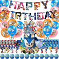 Miniatyrbilde 1 av 5: Sonic The Hedgehog Tema Bursdagsfest Dekorasjon Ballonger Banner Kake Topper Invitasjonskort Sett