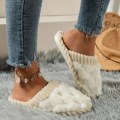 Miniatyrbilde 2 av 6: Vinterpels Lukket Tå Slippers, Koselig & Varmt Mykt Såle Slip On Fuzzy Sko