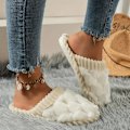 Miniatyrbillede 2 af 6: Vinterpels Lukkede Tå-Tøfler, Hyggelige & Varme Bløde Sål Slip-On Fuzzy Sko