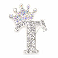 Miniatyrbillede 1 af 8: Modekrone 26 Initialer A til Z Krystal Rhinestone Broche Silver-T