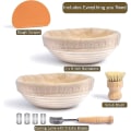 Miniatyrbilde 4 av 5: Brødhevingskurvsett, surdeigsbrødbakingsutstyr, surdeigsbrødkurv for surdeig, brødbakeutstyr, bakeverktøy og -utstyr - Rou
