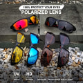 Miniatyrbillede 5 af 8: Polariserede Sports Solbriller til Mænd Kvinder Kørsel Cykling Fiskeri Solbriller 100% UV400 Beskyttelse Black Frame-Blue Mirror Lens