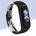 Miniatyrbillede 1 af 5: Nylon flettet urrem til xiaomi Mi band 4 3 rem Solo Loop NFC urarmbånd damer Smartband gavebælte Correa Mi band 7 6 5 sort hvid Black white Mi Band 7 6 5 4 3