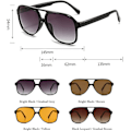 Miniatyrbillede 3 af 7: Retro 70'er Aviator Polariseret Solbriller Black frame light tea leaves