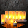 Miniatyrbillede 2 af 4: Flammeløse stearinlys - 12 genopladelige LED-flimrende telys + 12 frostede kopper - Leveres med opladningsbase, ingen batterier nødvendig
