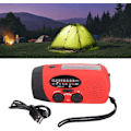 Miniatyrbillede 5 af 5: Vevradio med Solceller, Lommelygte og 2000mAh Powerbank rød SOS (gul)