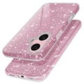 Miniatyrbilde 2 av 5: Glitter-etui for iPhone 16 Plus i pulverrosa silikon og polykarbonat Pink