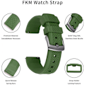 Miniatyrbild 2 av 6: AVEKI klockarmband 20 mm rostfritt stål spänne snabbkoppling fluorogummiband för män, militärgrön