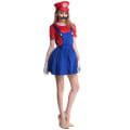 Miniatyrbillede 2 af 5: Børns Super Mario Kostume Fancy Dress Up Hat Sæt Fest Drenge Piger Cosplay Outfits Rød Kvinder S
