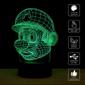 Miniatyrbillede 4 af 5: WJ 3D Illusion LED-natlampe, 7 farver med gradvis ændring USB-bordlampe til julegaver eller hjemindretning (Mario) Mario