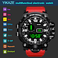 Miniatyrbilde 5 av 6: YIKAZE Svart Klokker Militærklokke Digital Herreklokke Vanntett Nedtelling Dato LED Elektronisk Armbåndsur B-Color blue