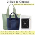 Miniatyrbild 2 av 5: Multi-fickors Zipper Tote Bag, Japansk Handgjord Canvas Handväska Med Fack, Multifunktionell Axelremsväska Arbetsväska