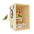 Miniatyrbild 1 av 5: Fågelholk Undulat Häckningsholk Fågelbo Trä Akryl Transparent Häckningslåda För Finkar Dvärgpapegojor Nymfparakit Undulat Conure Papegoja