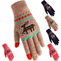 Miniatyrbild 1 av 6: 3 Par Vinterhandskar med Pekskärm för Jul - Textning, Stretchstickade Mekanikerhandskar, Varma Handskar för Kvinnor och Män Multicoloured
