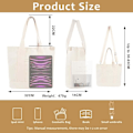 Miniatyrbild 7 av 7: Handväska canvas, tote bag dam axelväska dam, canvas tote bag axelväska shopper med dragkedja för vardag, skola, shopping, arbete, resor grön