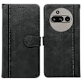 Miniatyrbillede 1 af 5: Kompatibel med Nothing Phone (3a) Etui Kalvetekstur Læder Stand Bogstil Telefon Etui - Rød-Perfekt Black