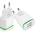 Miniatyrbilde 1 av 5: Dobbel USB-vegglader med LED-indikator, 2-pakning 2.1A 5V 2-porters universell strømforsyning for iPhone