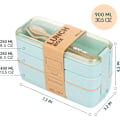 Pikkukuva 3 / 5: 3-in-1 Pinottava Lounas Bento-rasia Lusikalla ja Haarukalla Ivory