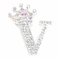 Miniatyrbillede 1 af 8: Modekrone 26 Initialer A til Z Krystal Rhinestone Broche Silver-V
