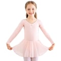 Miniatyrbilde 1 av 7: Jente Ballerina Langarms Leotard Dans Tutu Kjole Rosa Pink 110 cm