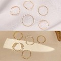 Miniatyrbild 6 av 7: 5PCS n Style Simple Pearl Finger Ring Set Öppning Justerbar R Gold