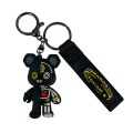 Miniatyrbild 7 av 8: Robot Mekanisk Bear Nyckelring Läder Nyckelring för män kvinnor Black