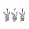 Miniatyrbild 4 av 8: 1 st Bunny Dangle Belly Ring Paved CZ Gems Kirurgiskt stål Pierc A1