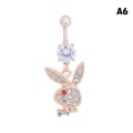 Miniatyrbild 7 av 8: 1 st Bunny Dangle Belly Ring Paved CZ Gems Kirurgiskt stål Pierc A12