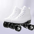 Miniatyrbild 4 av 5: White Black Pu Leather Roller Skates Shoes Patins 2 Line Sliding Inline Quad Skating Sneakers Training 4 Wheels Size 34-45 Black wheel 1 40