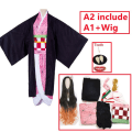Miniatyrbild 1 av 7: Nezuko Cosplay Anime Demon layer Kimetsu No Yaiba Cosplay Costume & Accessories Kamado Kimono Uniform Halloween Clothes Black S