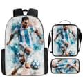 Messi-tryckt ryggsäck, tredelad uppsättning, tecknad ryggsäck 38