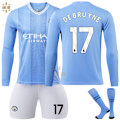Miniatyrbilde 1 av 2: 23-24 Manchester City Hjem Barn Fotball Langarmet Trøye Nr 17 De Bruyne (Voksen S)
