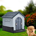 Miniatyrbilde 3 av 5: Livingandhome Grå Værbestandig Hundehus Kennel i Plast