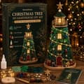 Oplyst julefigurdekoration, DIY begynderhåndværkssæt med LED-lys, julepynt til hjemmet Christmas Tree - Lighthouse