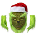 Pikkukuva 3 / 5: Grinch-asu Joulupukki Cosplay Aikuisten Tomte-asu Asut + Maski qd bäst 7 osaa täydellinen asukokonaisuus 7PCS full set of clothes M