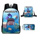 Skoleelevers skoletaske Minecraft spil periferi rygsæk tre-delt sæt 17-inch backpack