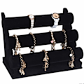 Miniatyrbillede 3 af 5: 3-lags smykkeholder i velour, T-bar organizer (Sort)