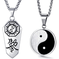 Miniatyrbillede 1 af 5: Yin Yang Taichi vedhæng halskæde i rustfrit stål til mænd, pakke