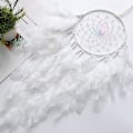 Miniatyrbillede 3 af 5: LED Drømmekatcher til Børn Væghængning Hvid Fjer Drømmekatcher med Lysperler Boho Dekoration Vævet Kunst Ornament Håndlavet Gave til Børneværelse