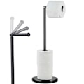 Miniatyrbillede 1 af 5: Toiletpapirholder, fritstående toiletpapirholder med opbevaring til badeværelse sort