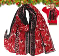 Julscarf för damer - 180x90cm Mjuk polyester sjal med ren-tryck
