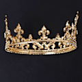Miniatyrbillede 2 af 5: Gylden Kongekrone til Mænd Justerbar Imperial Medieval Fødselsdagskrone Prom Konger