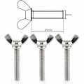 Miniatyrbilde 2 av 5: 25 stk vingemutter M6 X25 mm vingeskrue med metrisk bolt 304 rustfritt stål