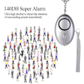 Miniatyrbild 4 av 5: 5-pack 140db personligt säkerhetslarm nyckelring med LED-lampa, personligt larm - Perfekt