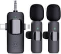 Trådlös mikrofon för iPhone Android Kamera iPad, 3-i-1 Dubbel Professionell Lavalier Mini Mikrofon med USB-C Plug Play för Video YouTube TikTok